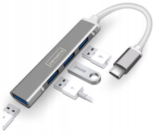 HUB USB-C 4x USB 3.0 ROZGAŁĘŹNIK REPLIKATOR PORTÓW - zdjęcie 1