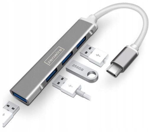 HUB USB-C 4x USB 3.0 ROZGAŁĘŹNIK REPLIKATOR PORTÓW - zdjęcie 1