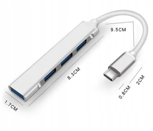HUB USB-C 4x USB 3.0 ROZGAŁĘŹNIK REPLIKATOR PORTÓW - zdjęcie 4