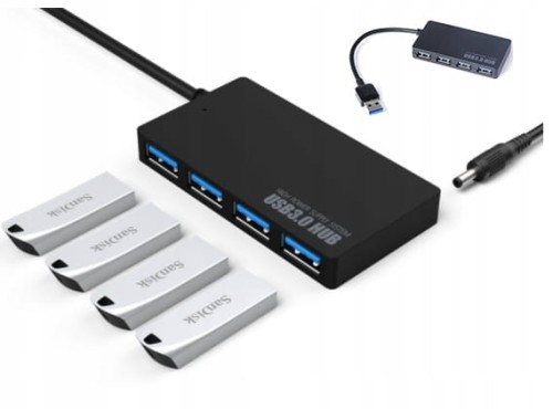 HUB 4w1 ROZGAŁĘŹNIK ROZDZIELACZ PORTÓW 4x USB 3.0 - zdjęcie 1