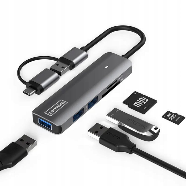 HUB USB-C 7W1 Zenwire BS-HC502 - zdjęcie 3