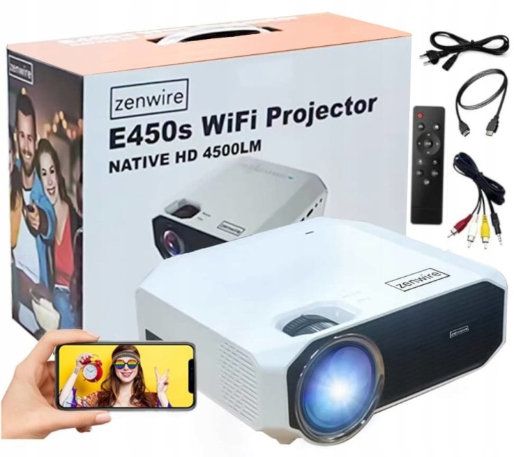 Mini Projektor WiFi Przenośny Zenwire E450S - zdjęcie 2