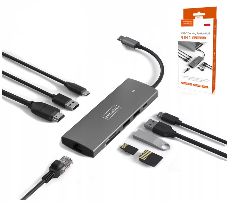 HUB USB-C 3.1 ADAPTER 9w1 Zenwire HC906 - zdjęcie 3