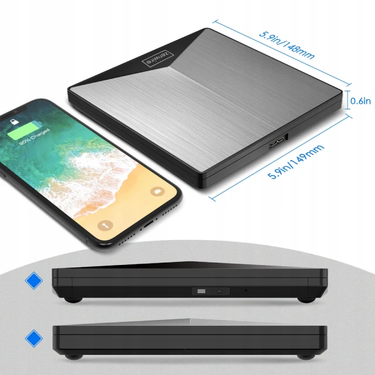 Zewnętrzny Napęd Przenośny ODTWARZACZ PŁYT DVD CD Zenwire SY881 - zdjęcie 10