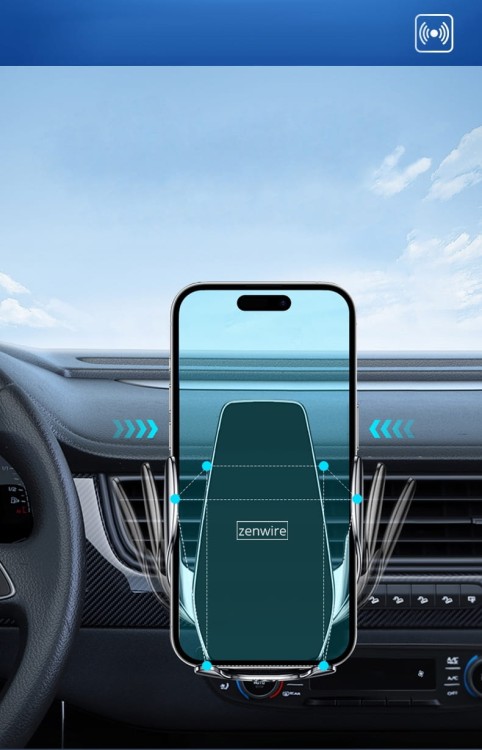 Uchwyt na Telefon do Samochodu z Ładowarką Indukcyjną Szyba Kratka Kokpit Zenwire W30 - zdjęcie 4