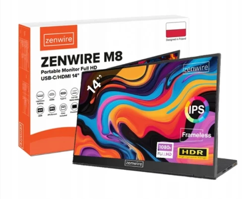 Monitor Przenośny Full HD 14 cali IPS HDR USB-C HDMI Zenwire M8