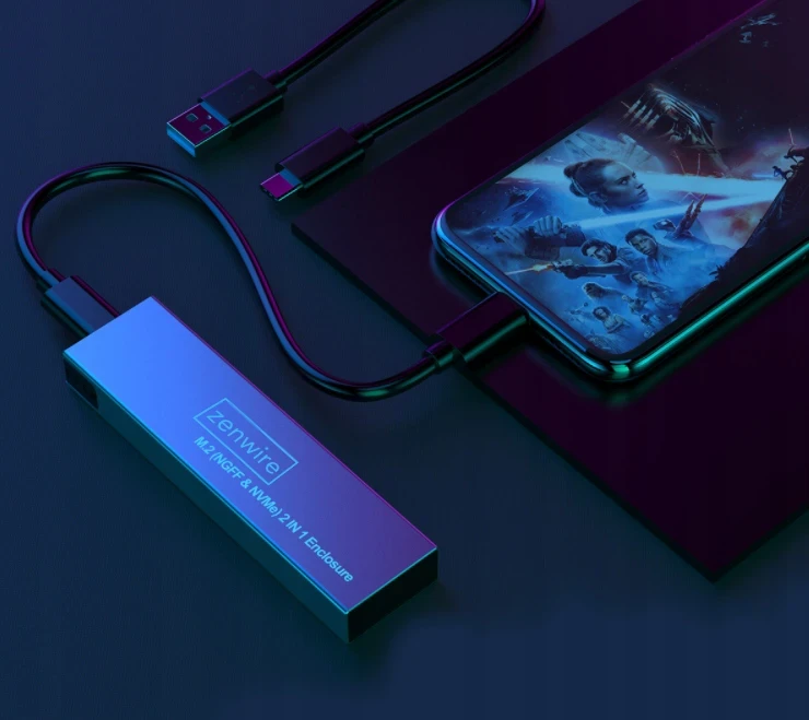 Obudowa Kieszeń Adapter na dysk SSD NVME/SATA PCIe M.2 USB-C M2 Gen2 10GB/s Zenwire BS-2809SN - zdjęcie 4