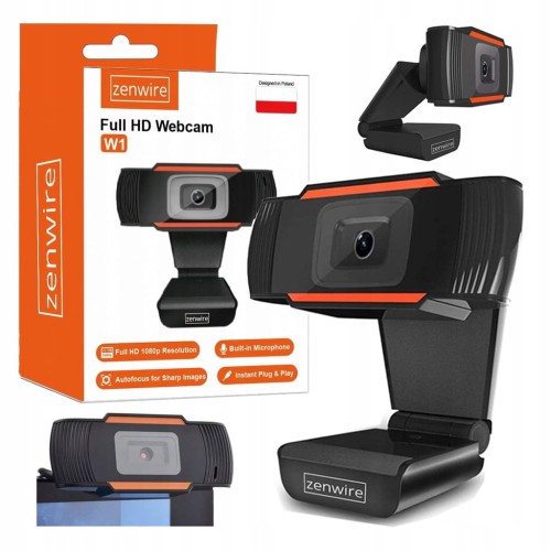 Kamera Kamerka Internetowa FULL HD 1080p z Mikrofonem do Skype rozmów konferencji szkoły Zenwire W1 - zdjęcie 1
