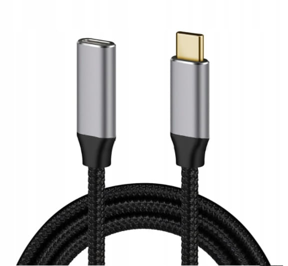 KABEL Przewód Przedłużacz USB-C Żeński Thunderbolt 3.0/4.0 4K 60 Hz 10GB 100W 1M - zdjęcie 1